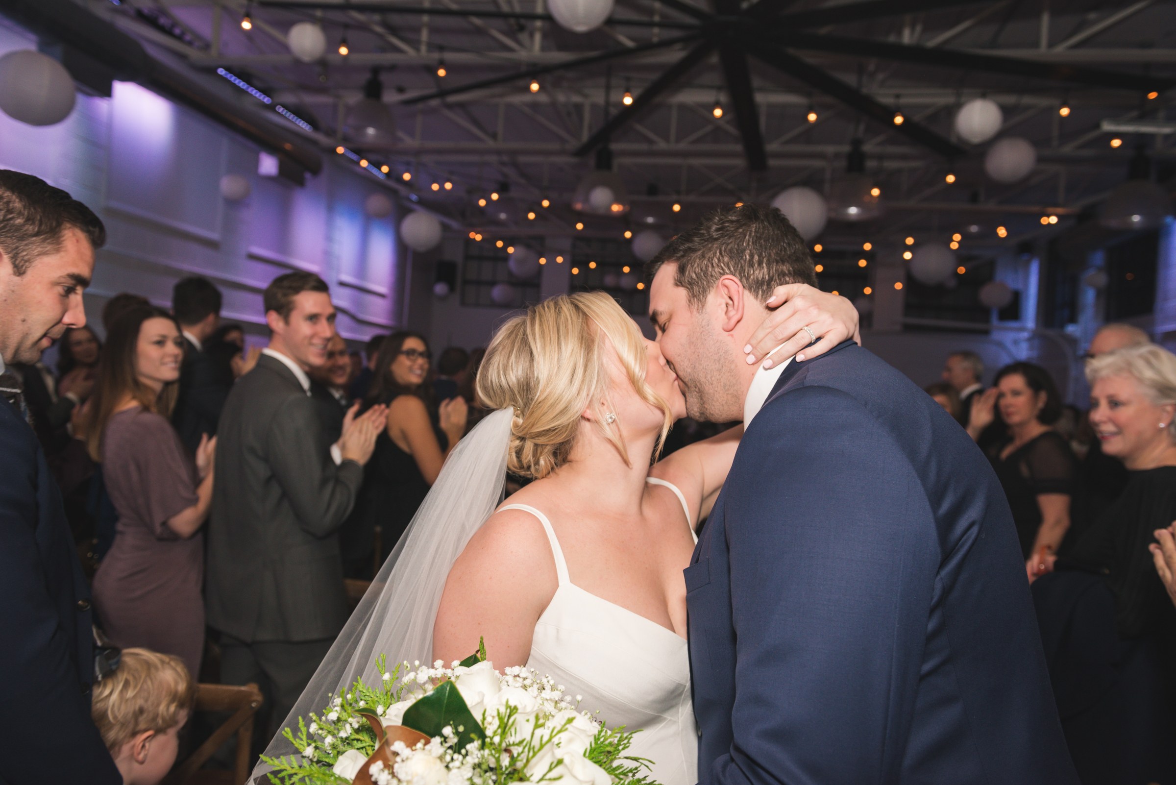 A kiss at the end of the wedding ceremony
