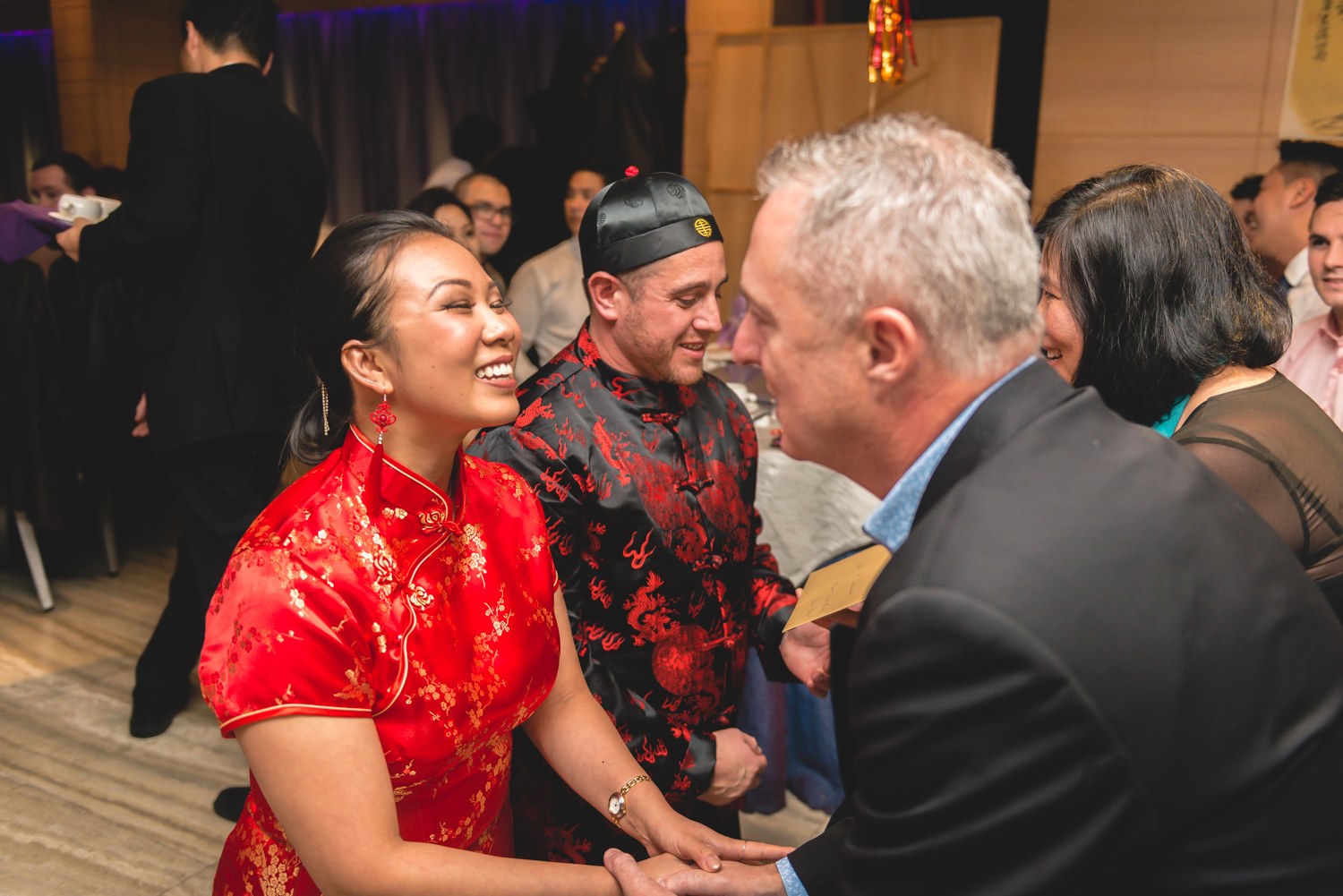 A warm greeting during a family celebration